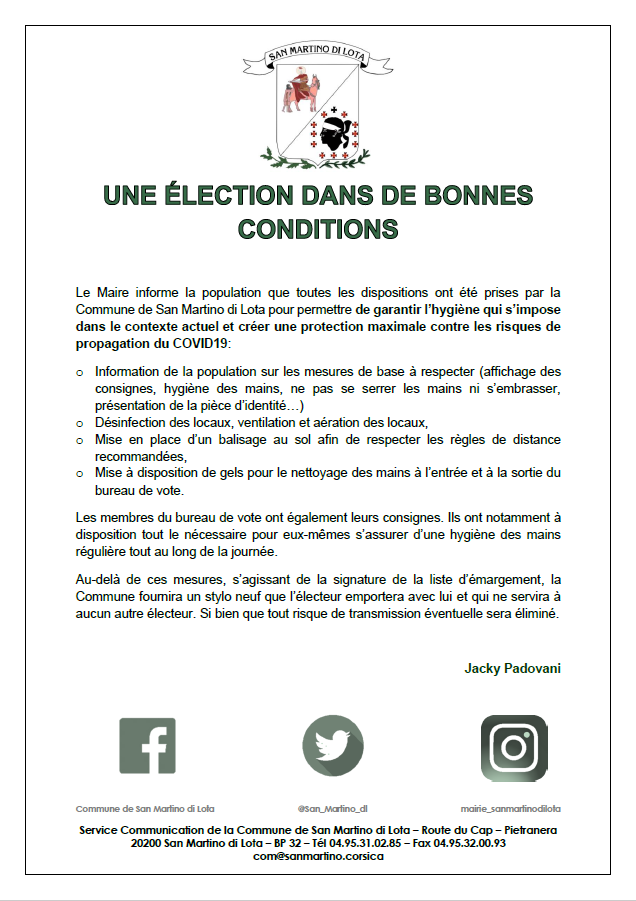 COVID 19 ELECTIONS DANS DE BONNES CONDITIONS